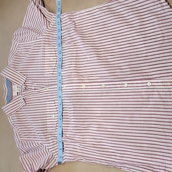 St. John's Bay Size M White with Faded Blue & Red Striped Button Down Shirt NEW - Picture 8 of 12